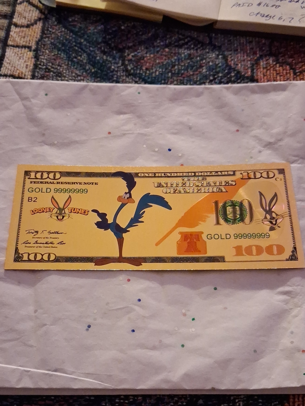 Warner Bros. Gold Road Runner Novelty Art Print with Blue Accent